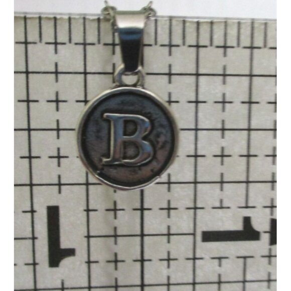 New Letter B Pendant Necklace On 18 Inch Stainless Chain Initial B Jewelry Gift - Picture 3 of 4